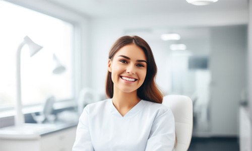 Happy, smiling dental team member